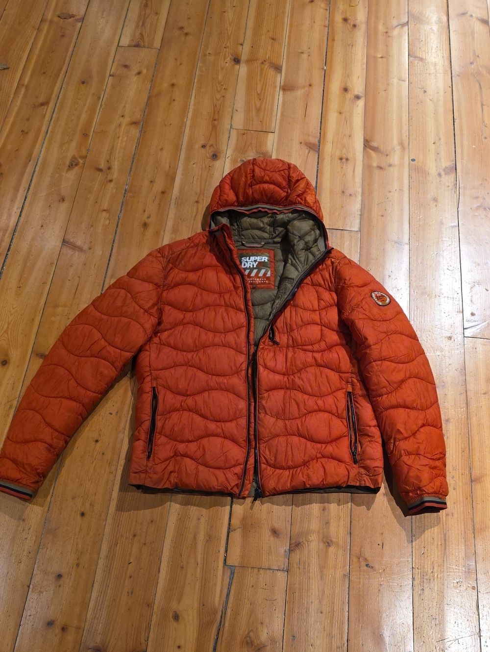 Superdry Men's Burnt Orange Quilted Hooded Puffer Jacket